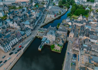 Pont habité landerneau drone vue aérienne photographe brest